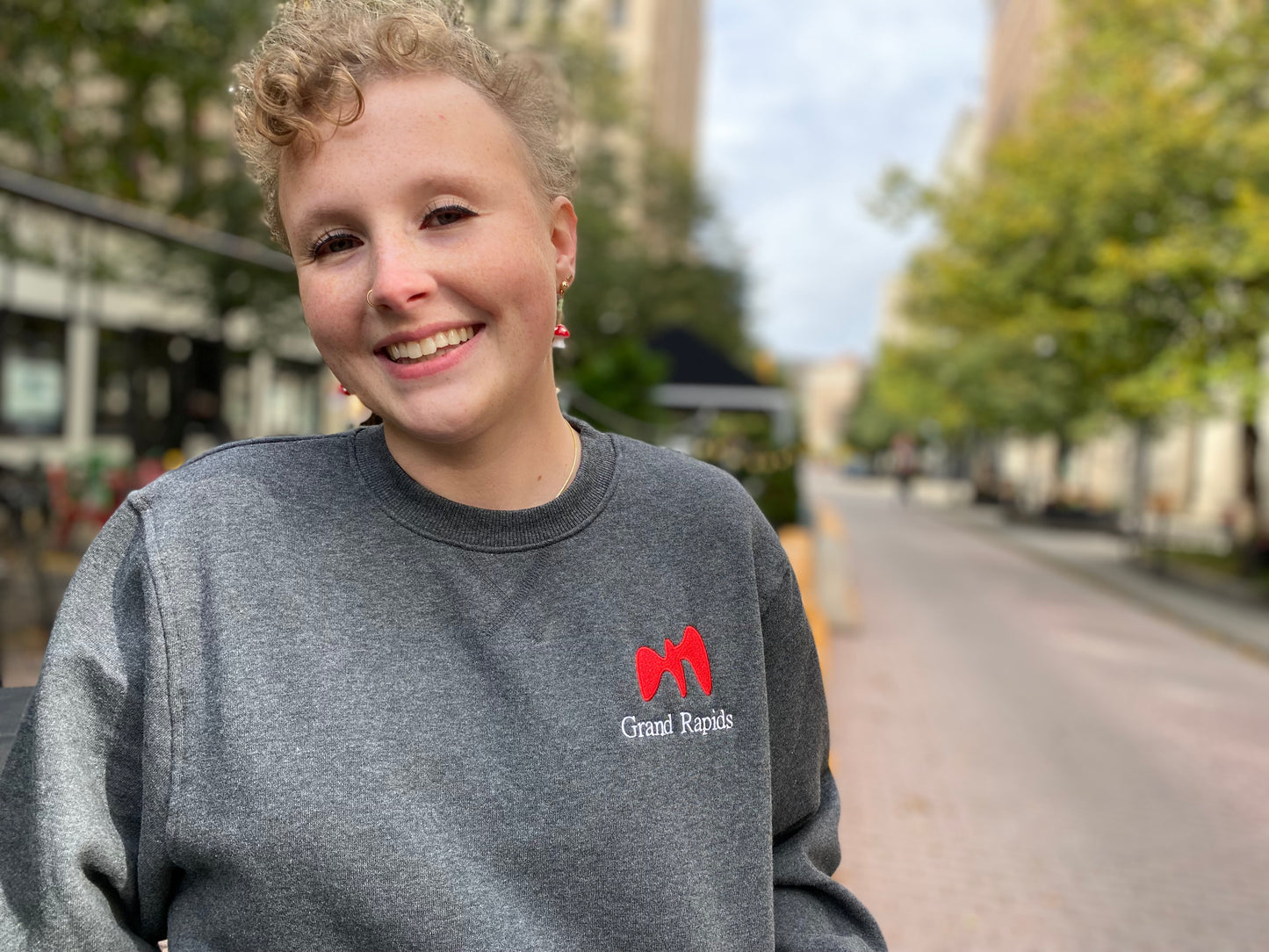 Embroidered Grand Rapids Gray Sweatshirt - Oh, Hello Companies