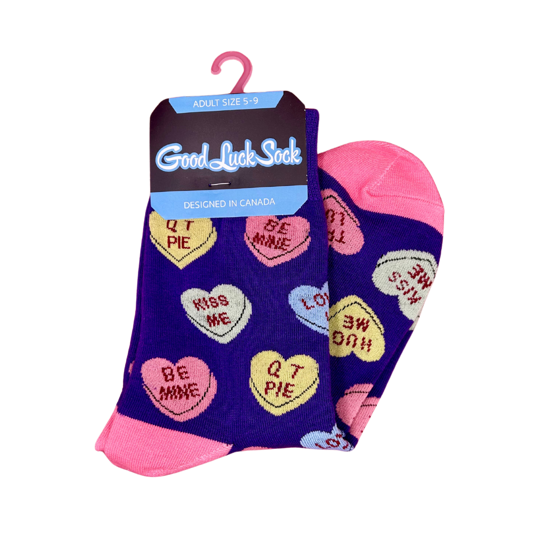 Women's Valentine Candy Hearts Socks - Shoe Size 5-9 - Oh, Hello Companies