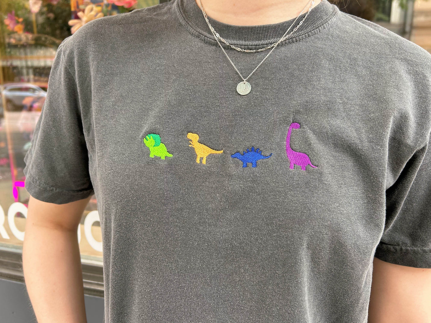 Embroidered Dinosaurs in a Row Tee - Oh, Hello Companies