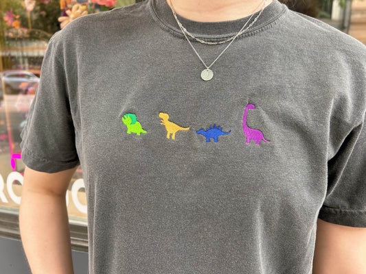Embroidered Dinosaurs in a Row Tee - Oh, Hello Companies