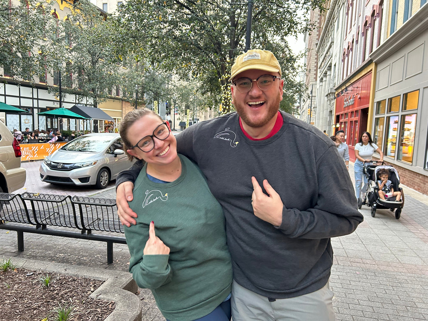 Embroidered Odd Duck Sweatshirt - Green - Oh, Hello Companies