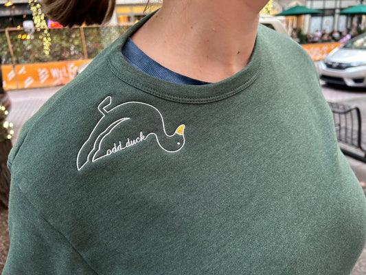 Embroidered Odd Duck Sweatshirt - Green - Oh, Hello Companies