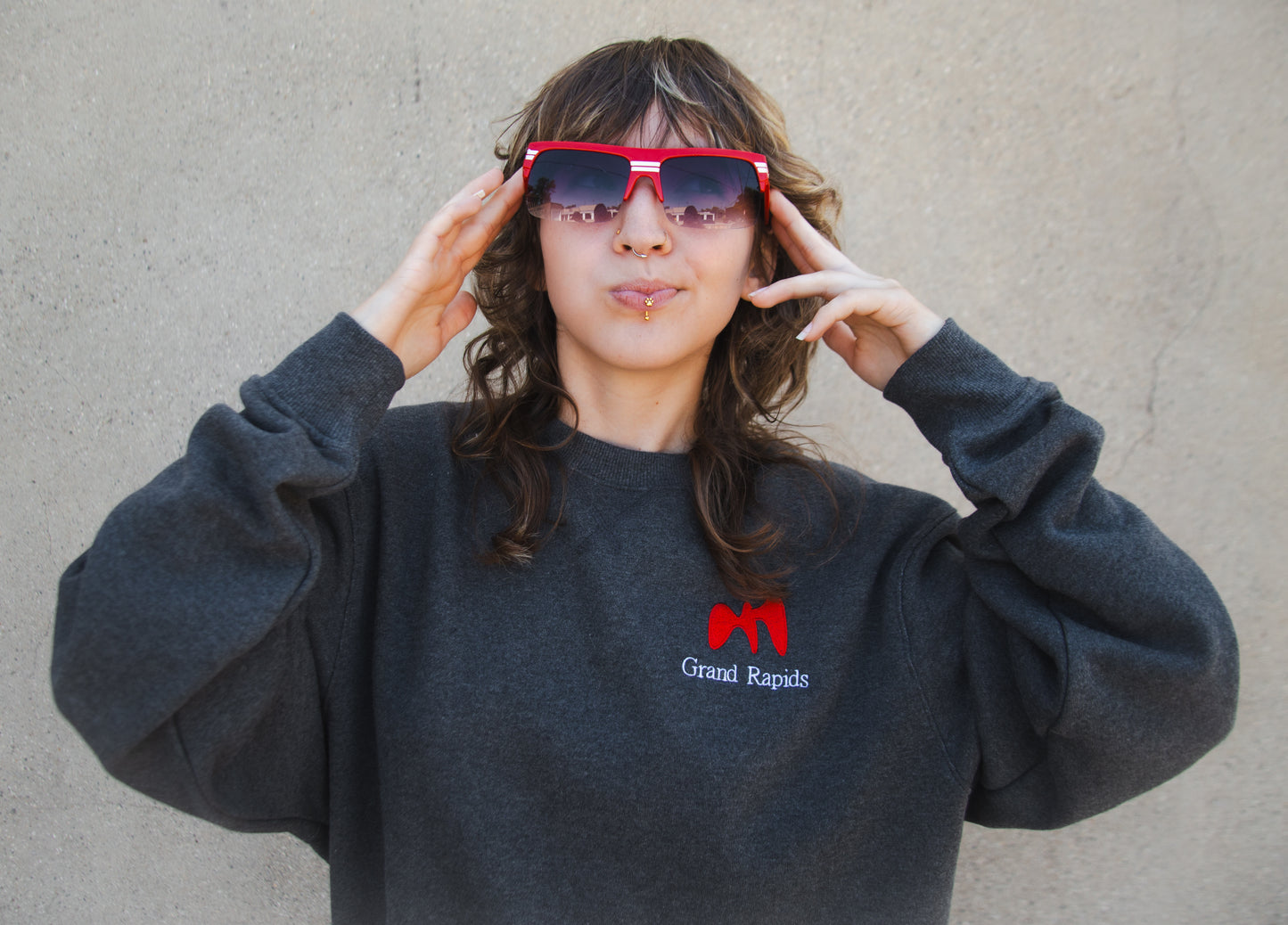 Embroidered Grand Rapids Gray Sweatshirt - Oh, Hello Companies
