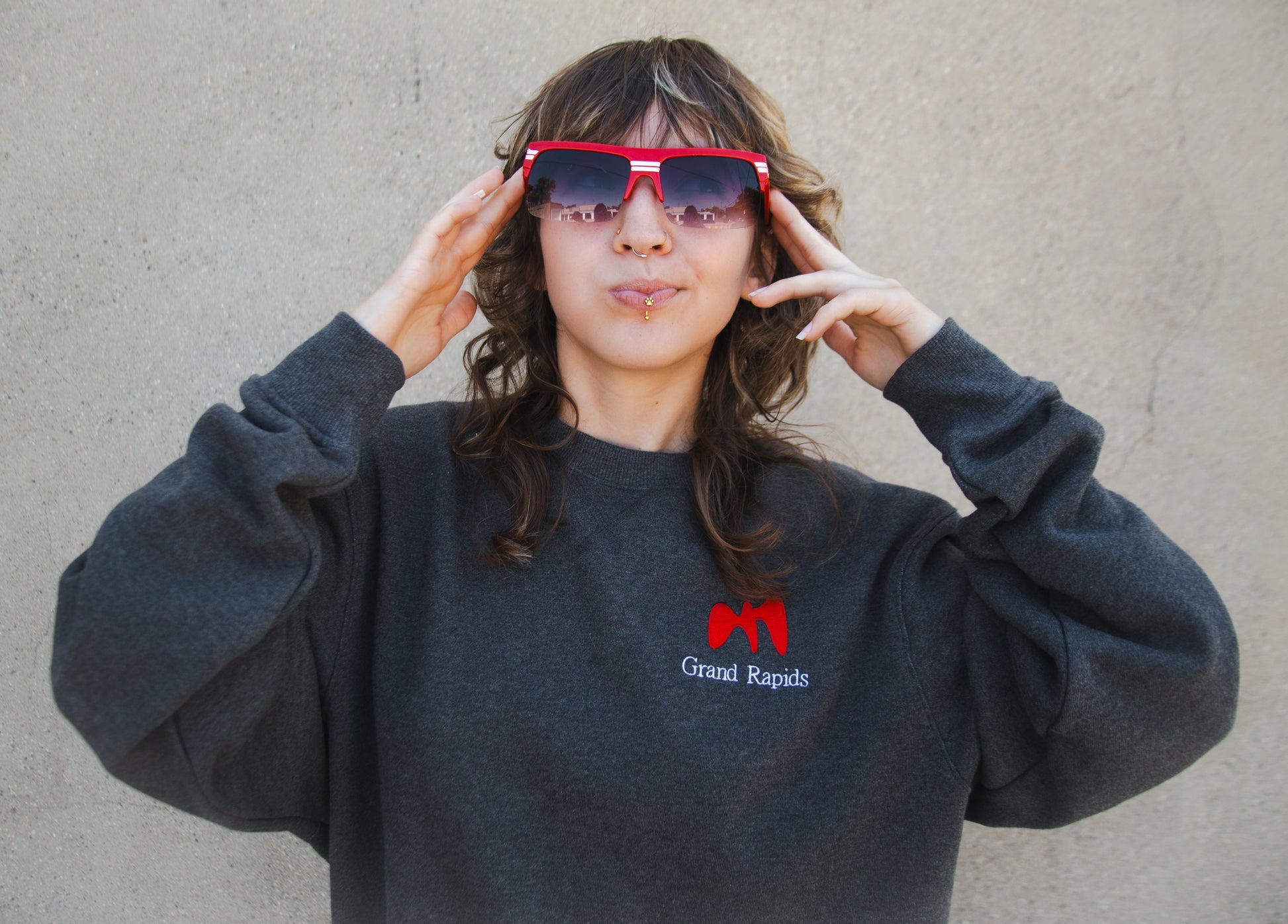 Embroidered Grand Rapids Gray Sweatshirt - Oh, Hello Companies