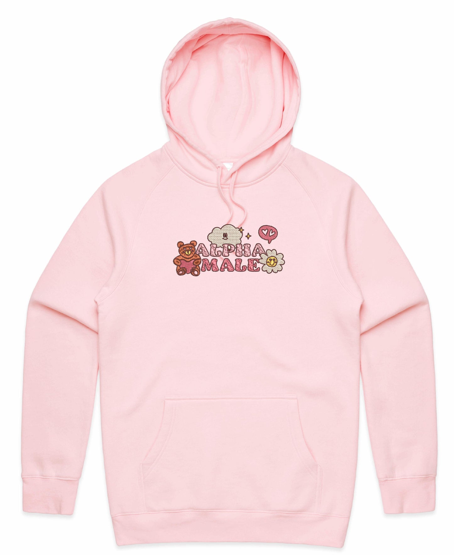 Embroidered Alpha Male Hoodie - Pink/Peach - Oh, Hello Companies