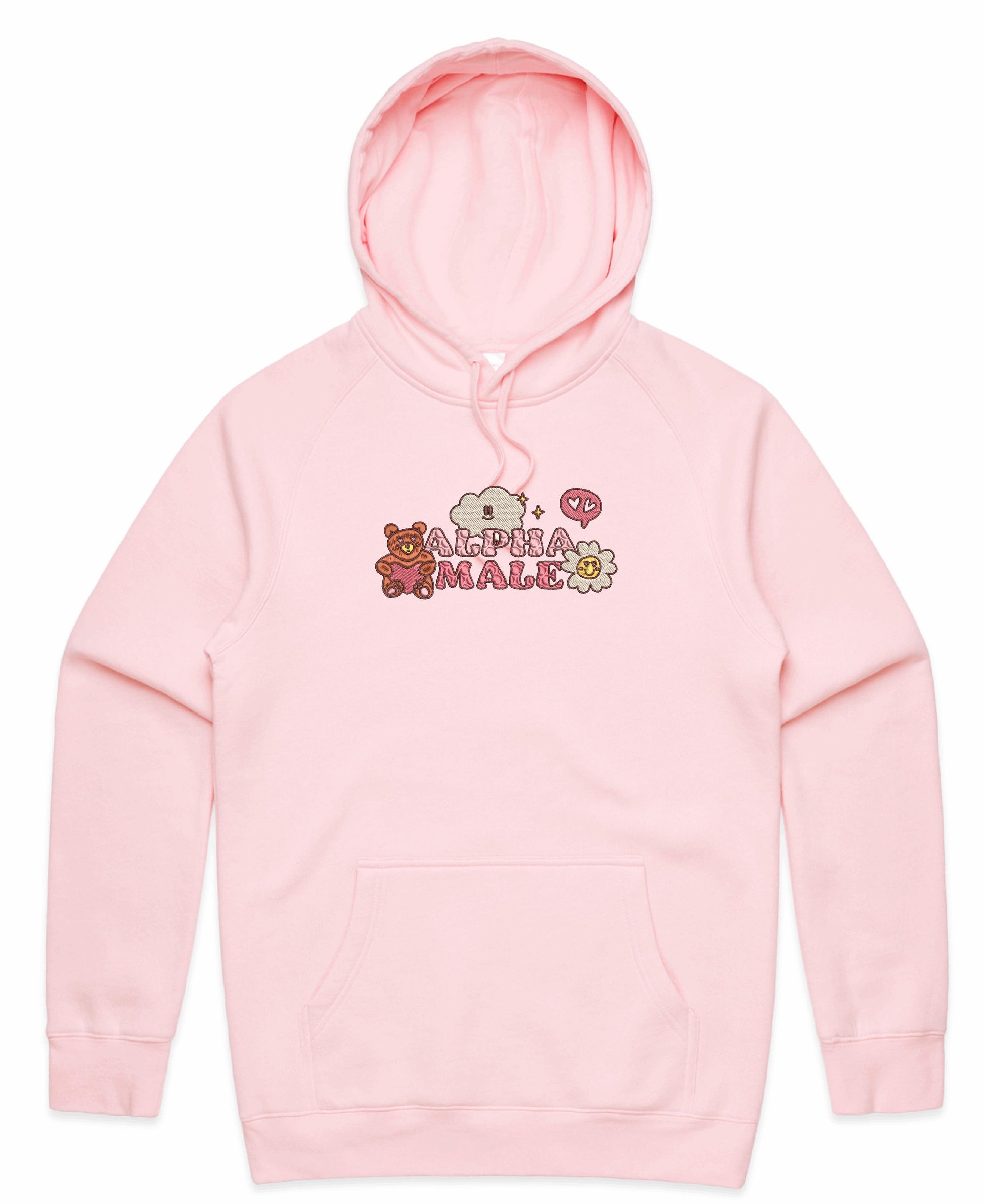 Embroidered Alpha Male Hoodie - Pink/Peach - Oh, Hello Companies