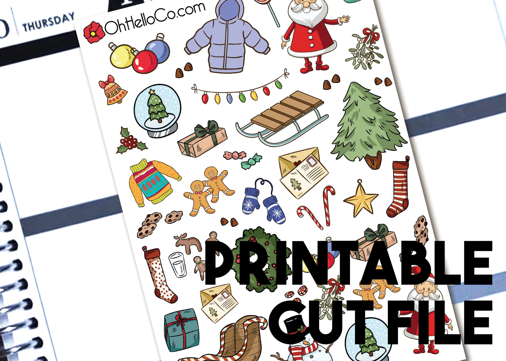 Christmas Doodles - Printable Stickers for the Silhouette - Oh, Hello Companies