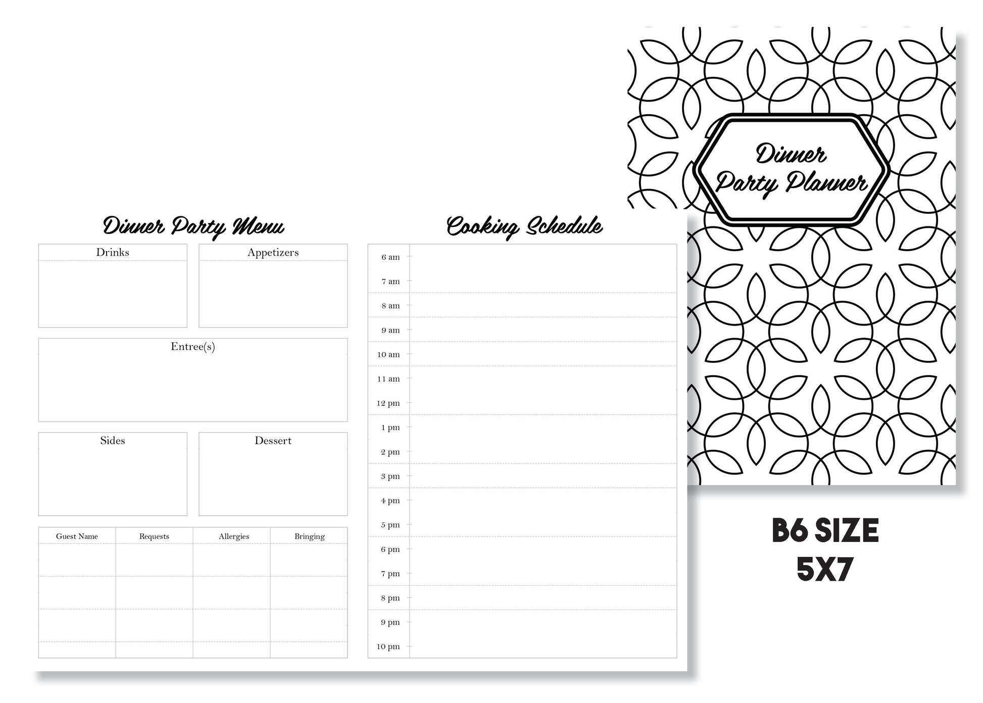 Dinner Party Planner Traveler's Notebook Insert - Oh, Hello Stationery Co. bullet journal Erin Condren stickers scrapbook planner case customized gifts mugs Travlers Notebook unique fun 