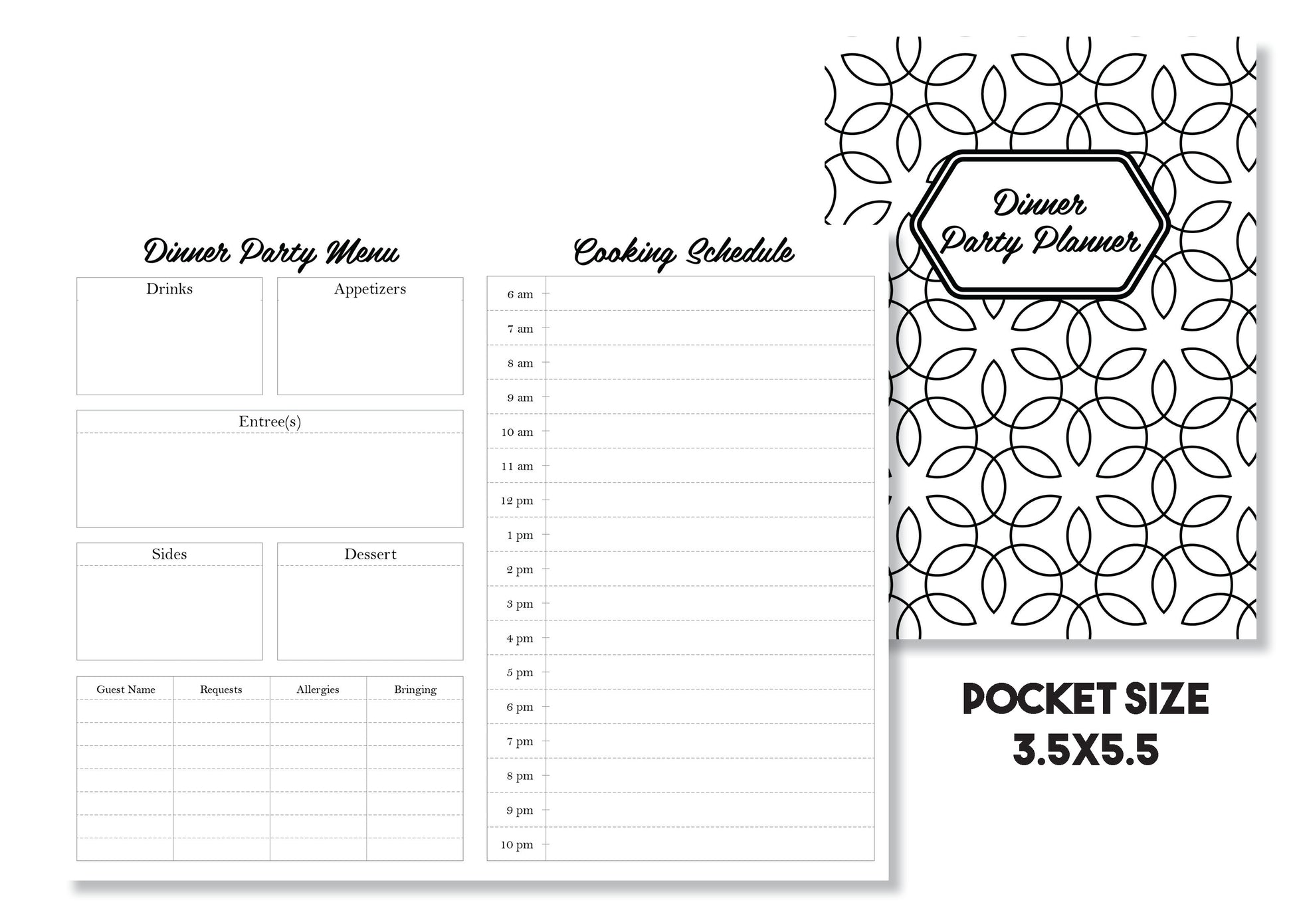 Dinner Party Planner Traveler's Notebook Insert - Oh, Hello Stationery Co. bullet journal Erin Condren stickers scrapbook planner case customized gifts mugs Travlers Notebook unique fun 