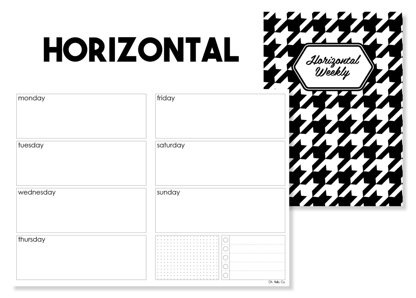 Horizontal Weekly Traveler's Notebook Insert - Oh, Hello Stationery Co. bullet journal Erin Condren stickers scrapbook planner case customized gifts mugs Travlers Notebook unique fun 