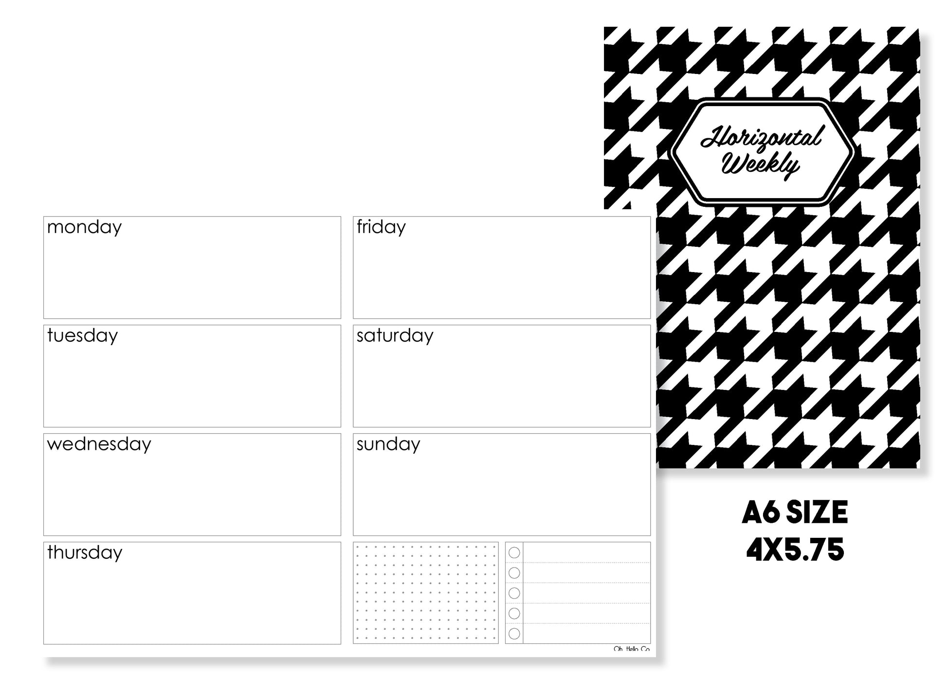 Horizontal Weekly Traveler's Notebook Insert - Oh, Hello Stationery Co. bullet journal Erin Condren stickers scrapbook planner case customized gifts mugs Travlers Notebook unique fun 