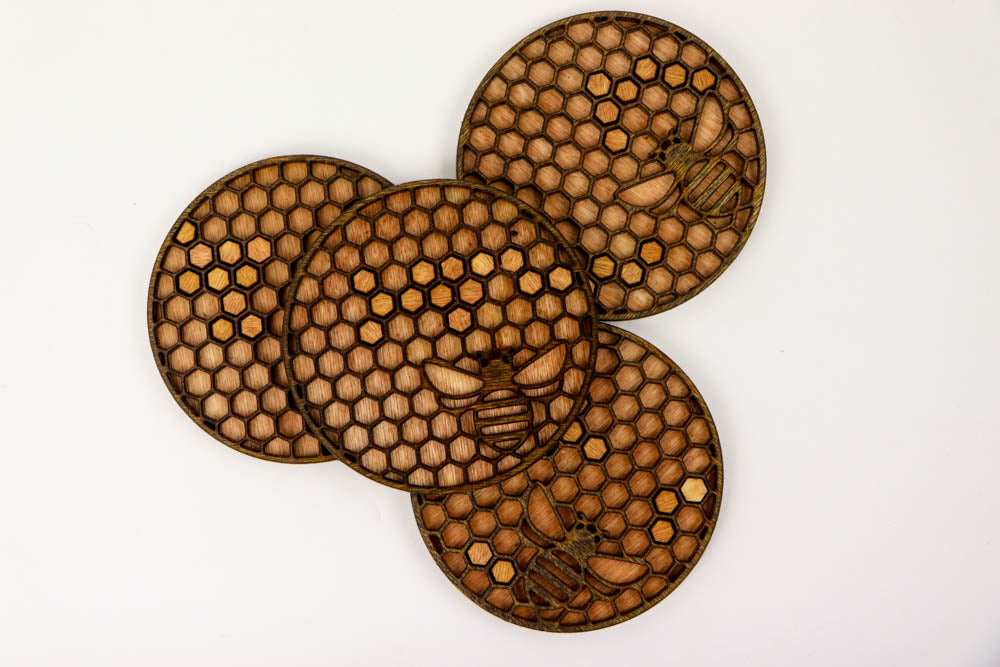 Bee & Honeycomb Wooden Coaster Set - Oh, Hello Companies