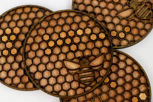 Bee & Honeycomb Wooden Coaster Set - Oh, Hello Companies