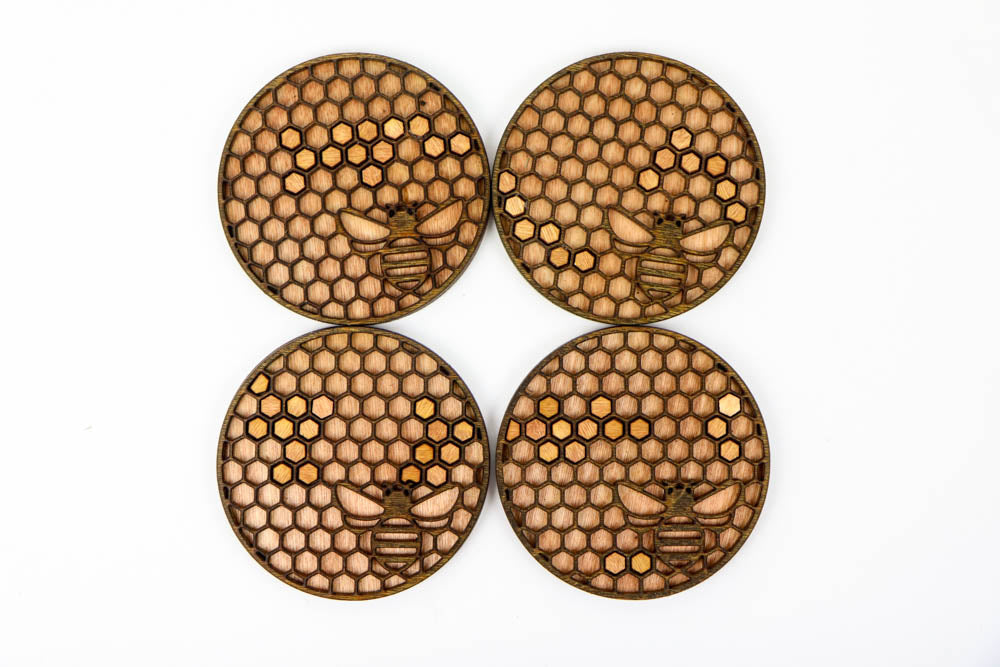 Bee & Honeycomb Wooden Coaster Set - Oh, Hello Companies