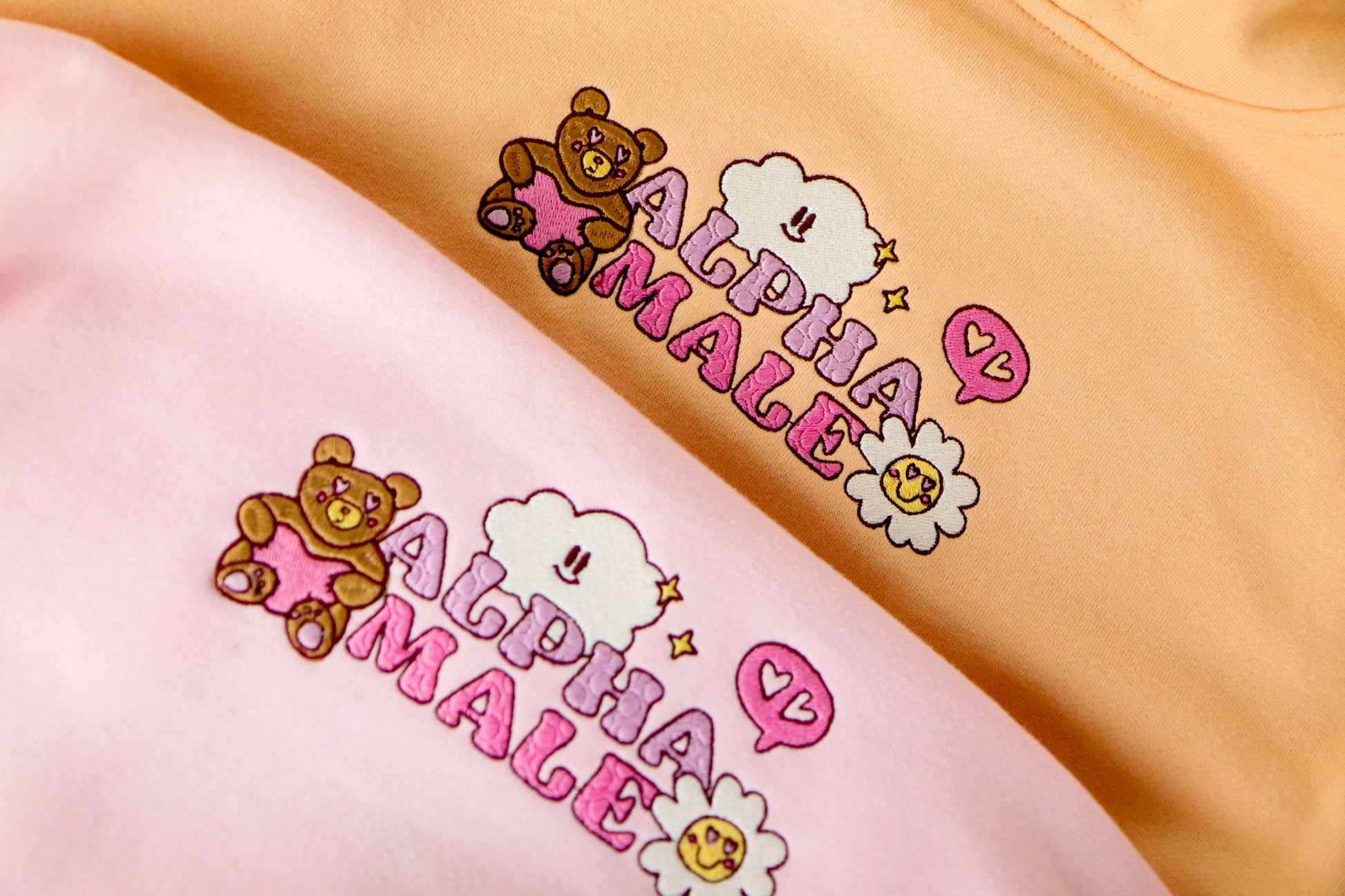 Embroidered Alpha Male Hoodie - Pink/Peach - Oh, Hello Companies