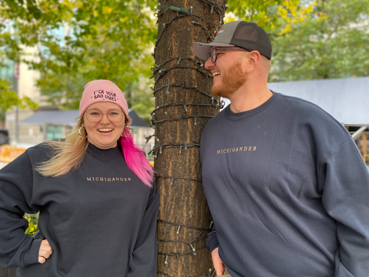 Embroidered Navy Michigander Sweatshirt - Oh, Hello Companies