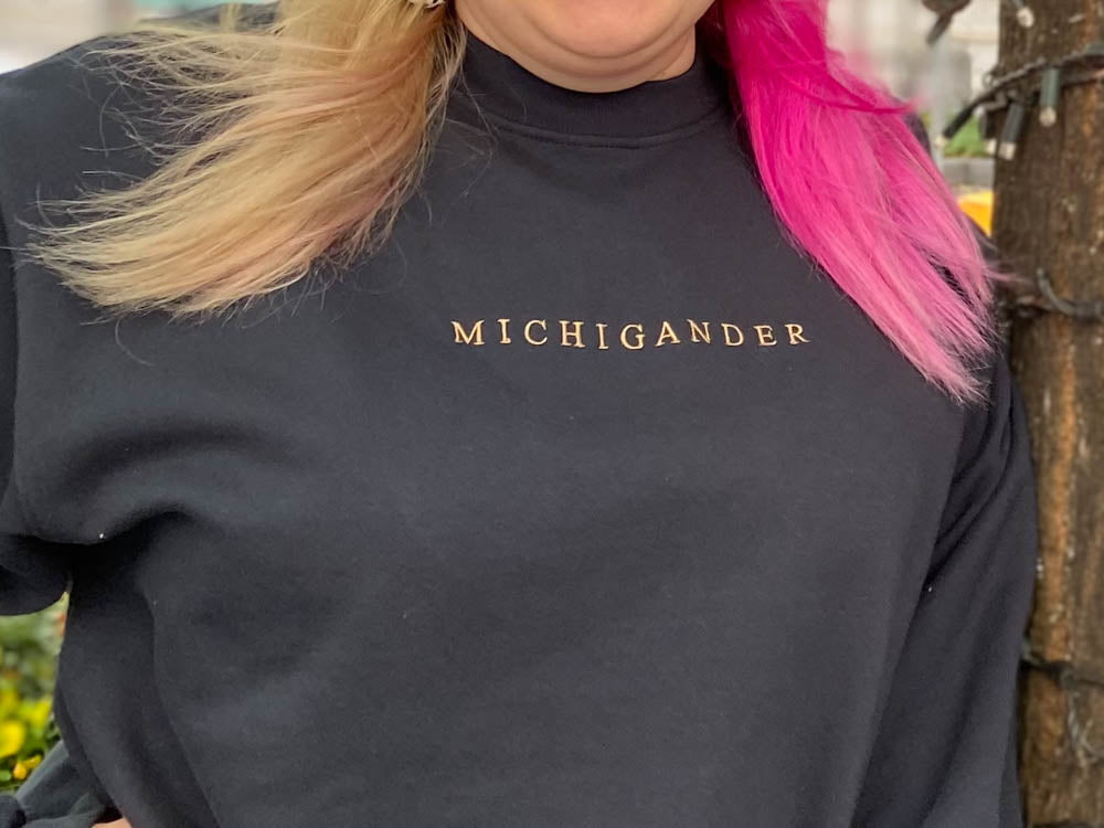 Embroidered Navy Michigander Sweatshirt - Oh, Hello Companies