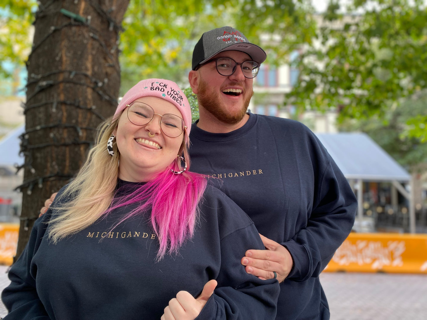 Embroidered Navy Michigander Sweatshirt - Oh, Hello Companies