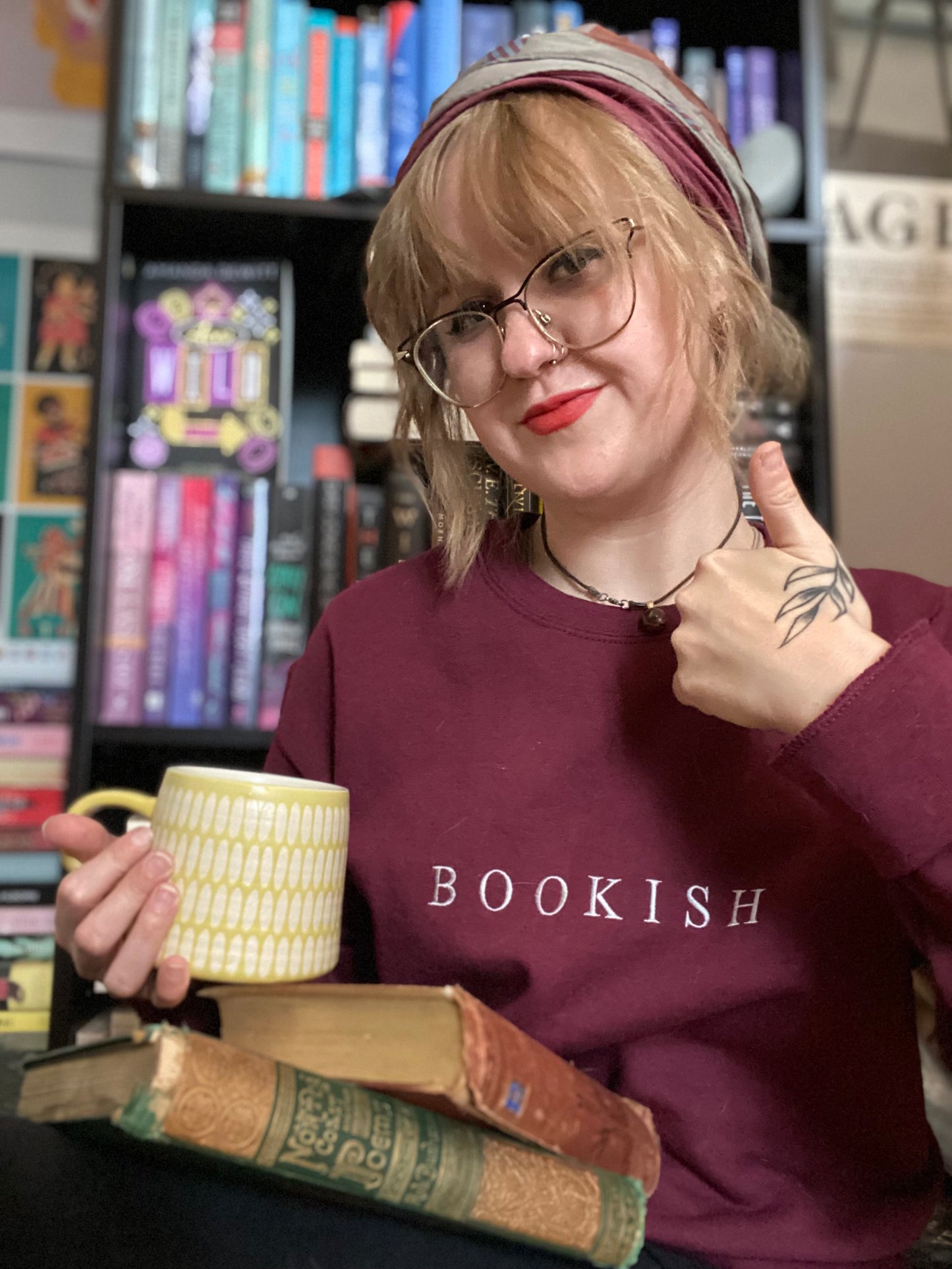 Embroidered Bookish Sweatshirt - Oh, Hello Companies