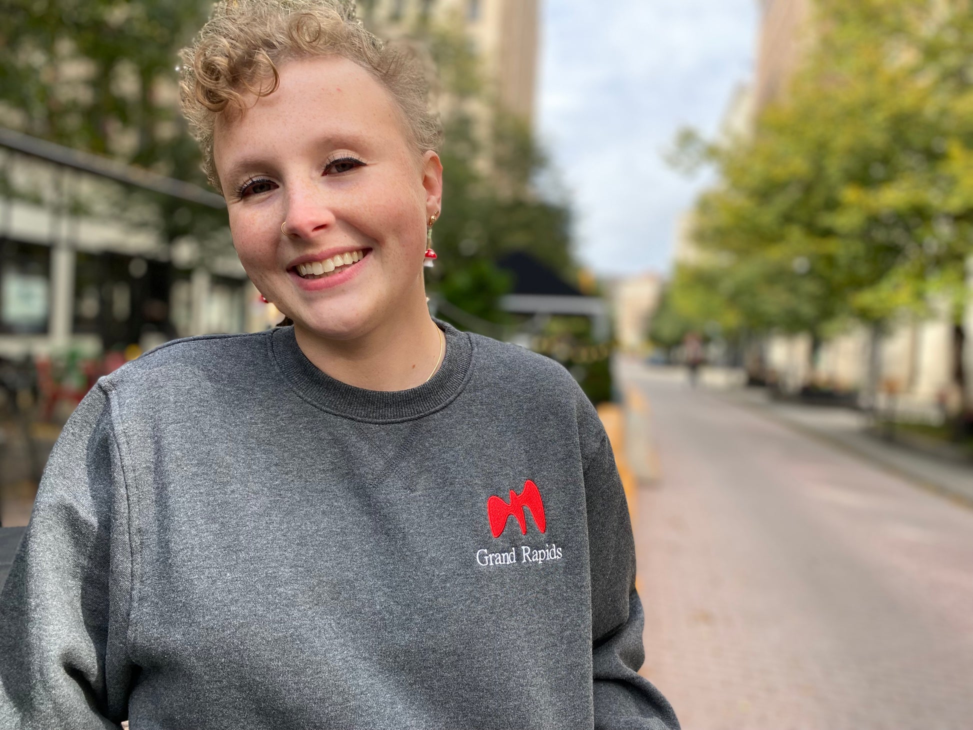 Embroidered Grand Rapids Gray Sweatshirt - Oh, Hello Companies