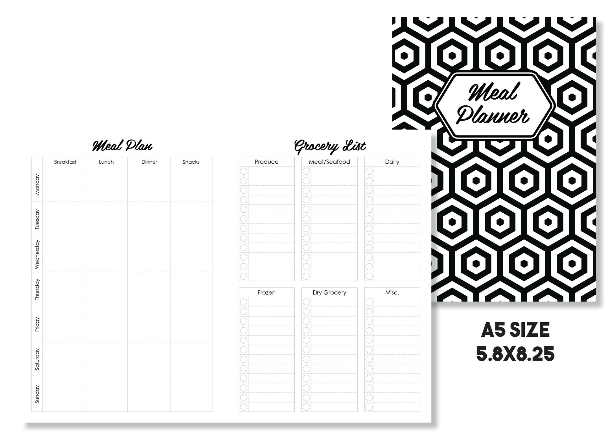 Meal Planning Traveler's Notebook Insert - Oh, Hello Stationery Co. bullet journal Erin Condren stickers scrapbook planner case customized gifts mugs Travlers Notebook unique fun 