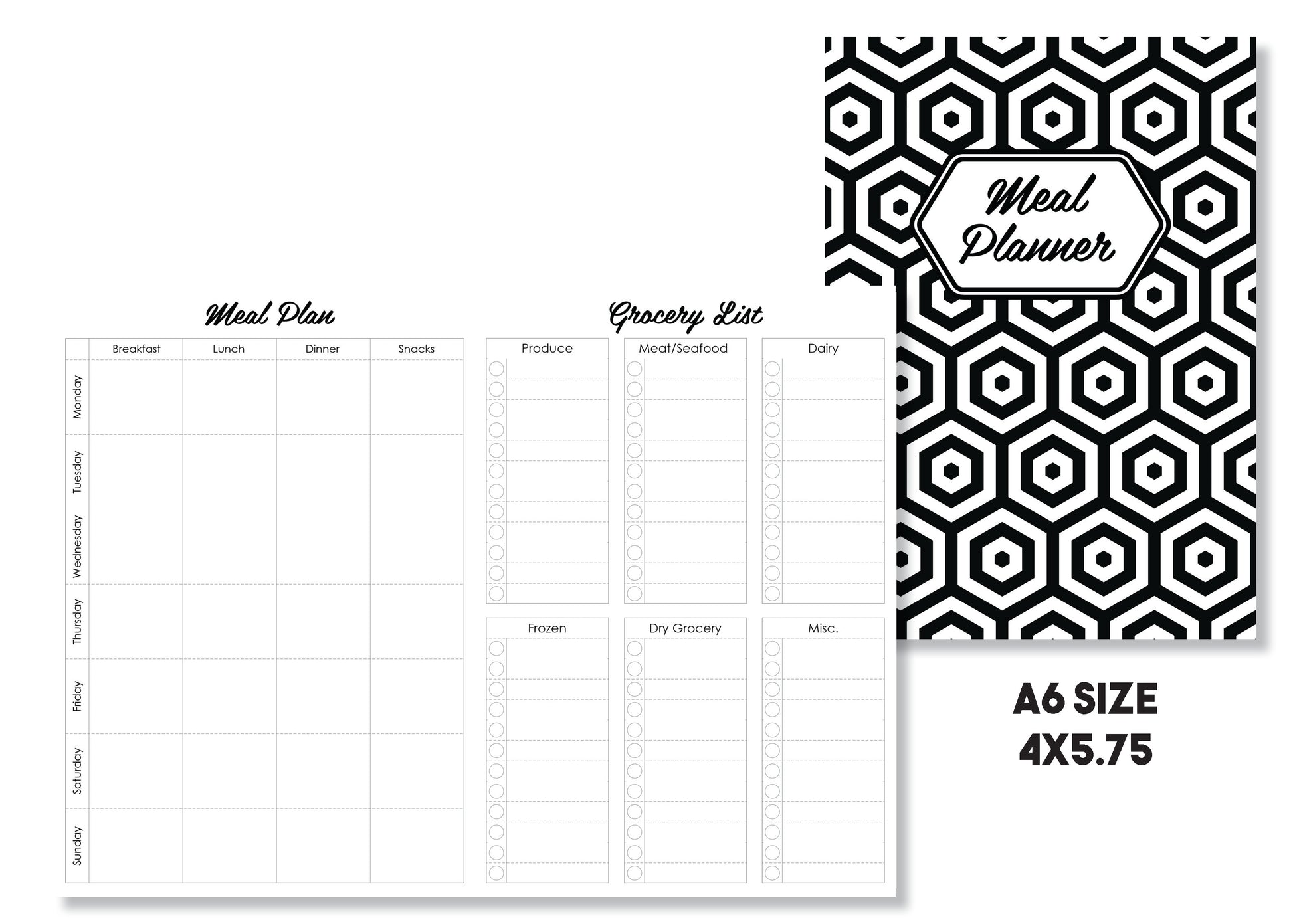 Meal Planning Traveler's Notebook Insert - Oh, Hello Stationery Co. bullet journal Erin Condren stickers scrapbook planner case customized gifts mugs Travlers Notebook unique fun 