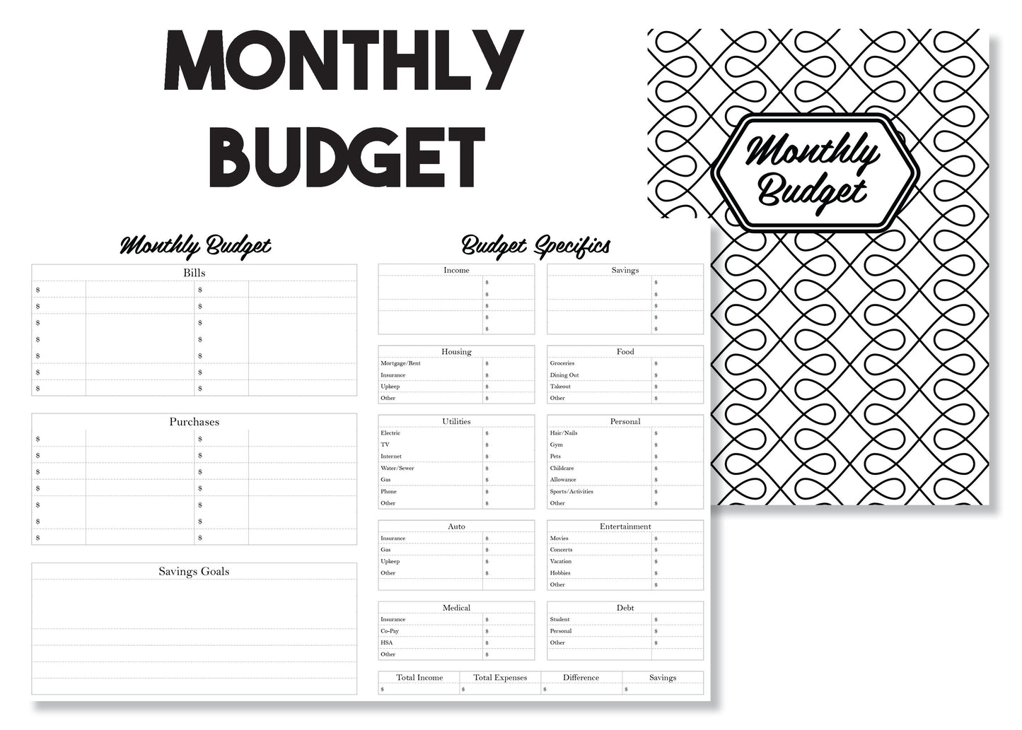 Monthly Budget Tracker Traveler's Notebook Insert - Oh, Hello Stationery Co. bullet journal Erin Condren stickers scrapbook planner case customized gifts mugs Travlers Notebook unique fun 