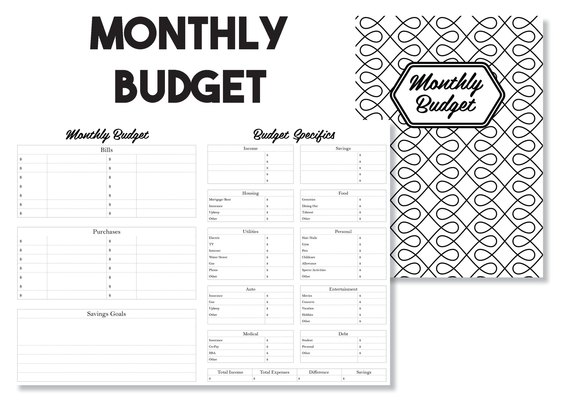 Monthly Budget Tracker Traveler's Notebook Insert - Oh, Hello Stationery Co. bullet journal Erin Condren stickers scrapbook planner case customized gifts mugs Travlers Notebook unique fun 