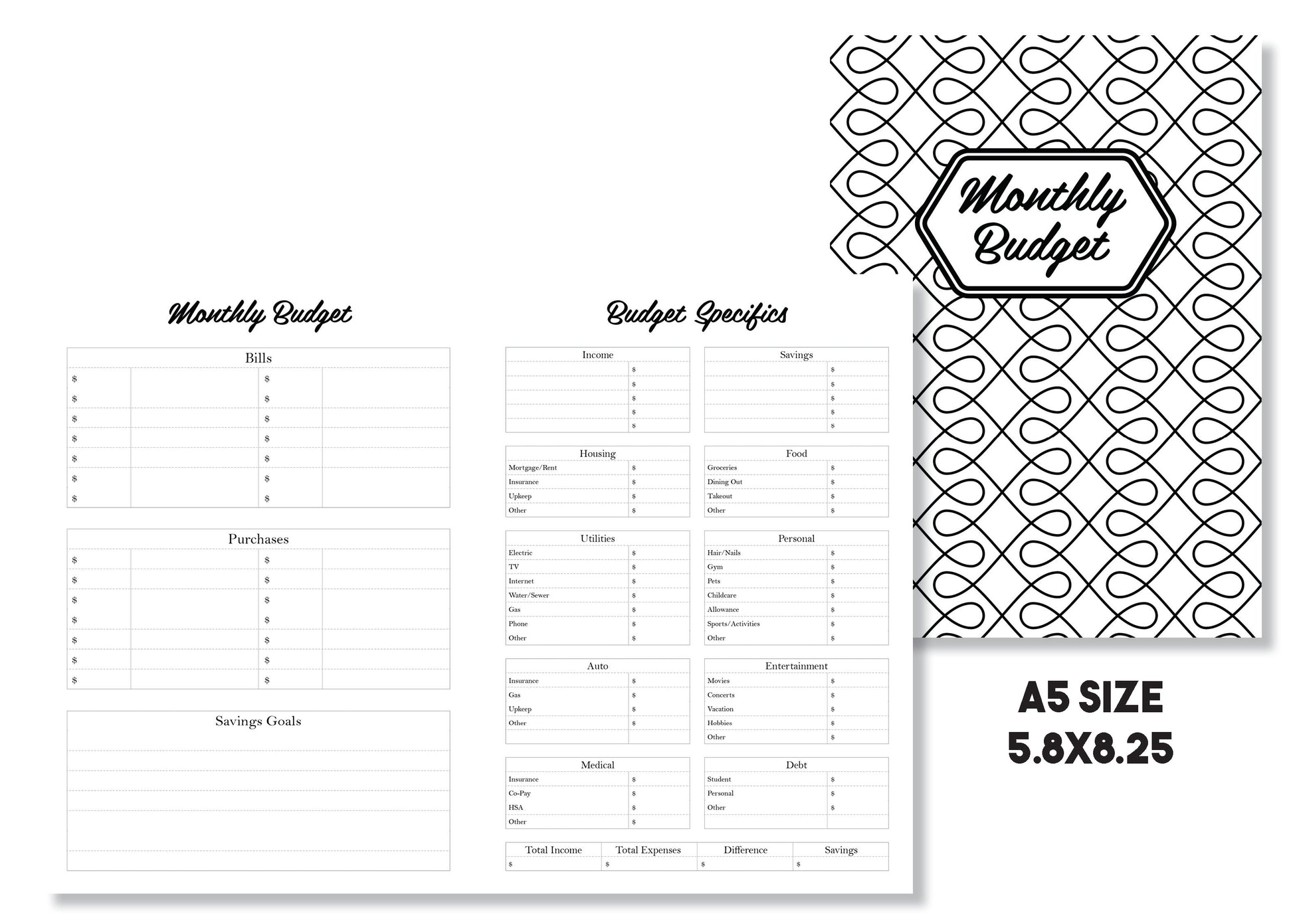 Monthly Budget Tracker Traveler's Notebook Insert - Oh, Hello Stationery Co. bullet journal Erin Condren stickers scrapbook planner case customized gifts mugs Travlers Notebook unique fun 
