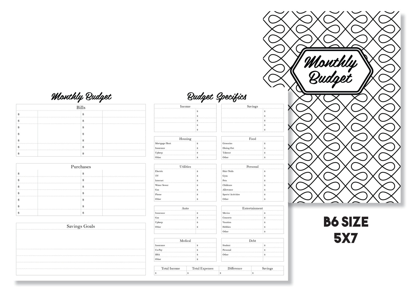 Monthly Budget Tracker Traveler's Notebook Insert - Oh, Hello Stationery Co. bullet journal Erin Condren stickers scrapbook planner case customized gifts mugs Travlers Notebook unique fun 