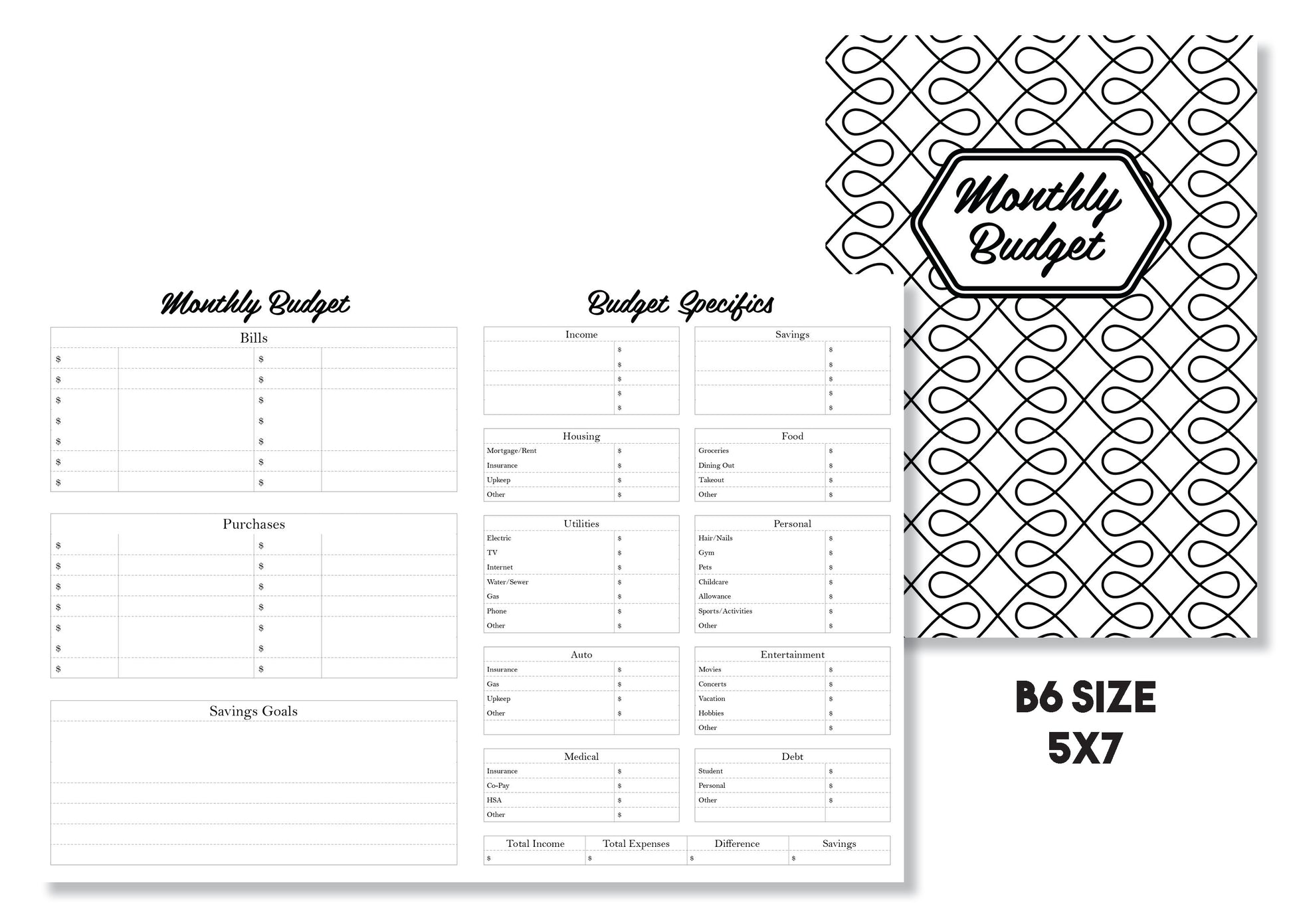 Monthly Budget Tracker Traveler's Notebook Insert - Oh, Hello Stationery Co. bullet journal Erin Condren stickers scrapbook planner case customized gifts mugs Travlers Notebook unique fun 