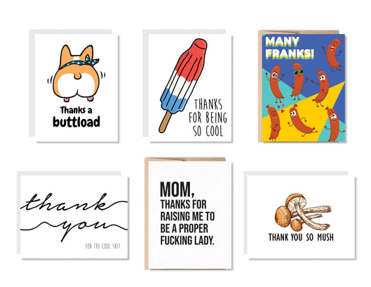 Funny Thank You Greeting Card Set or Single - Set #1 - Oh, Hello Companies