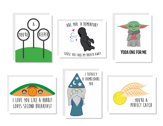 Fandom Puns Greeting Card Set or Single - Set #34