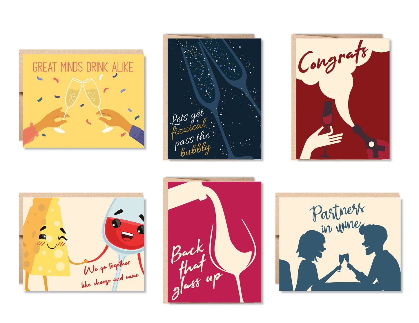 Wine Themed Greeting Card Set or Single - Set #4